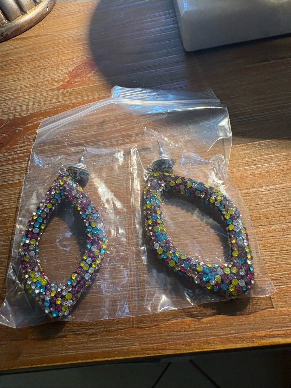 Heidi Daus - Multicolor Crystal Teardrop Hoop Earrings